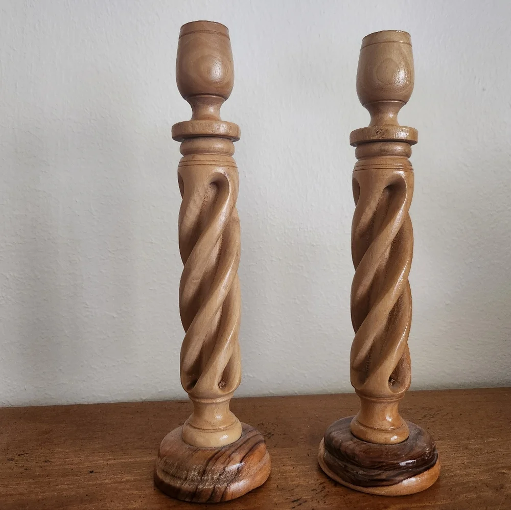 Candle Holders From Holy Land Olive Wood